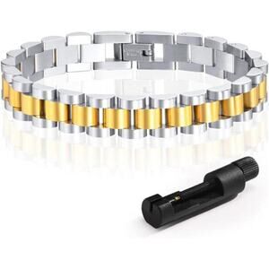 Stainless Steel 18K 2 Tone Gold Plated Chain Link Bracelet